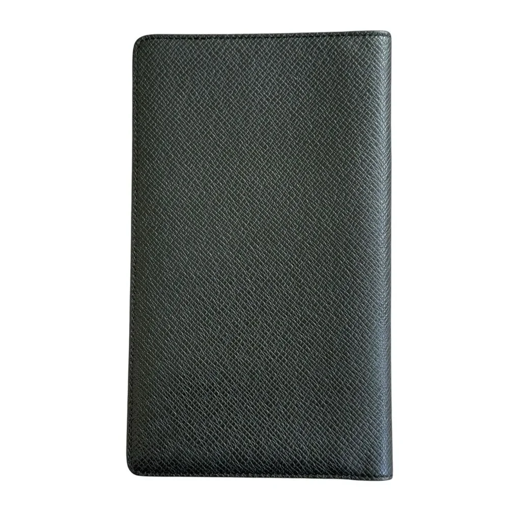 Louis Vuitton Black Taiga Leather Large Long Wallet Passport Card Holder